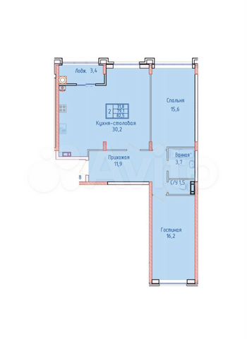 2-к. квартира, 82,5 м², 6/8 эт.