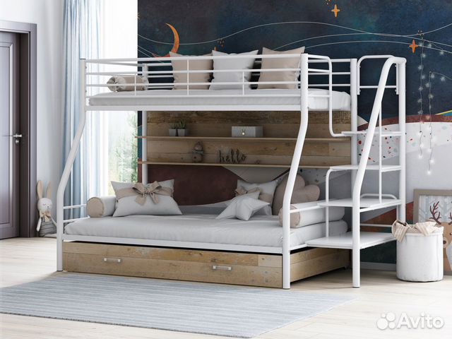 Кровать двухъярусная металл до 300 кг фмт-1 new