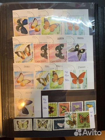 Почтовые марки разных стран по теме Бабочки