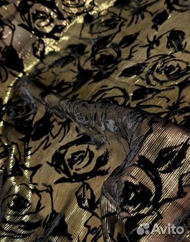 Шелк натуральный с флоком и люрексом