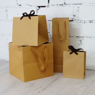 Крафт пакеты с веревочной ручкой