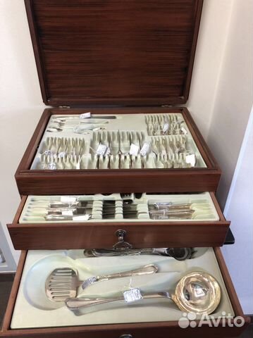 Набор столовых приборов серебро 875 проба