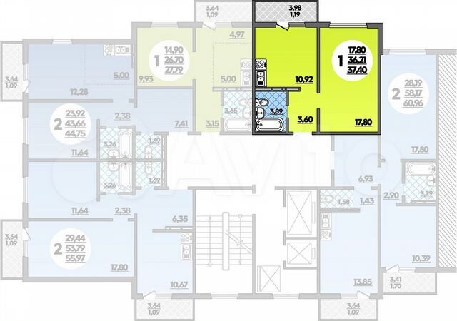 1-к. квартира, 37,4 м², 2/16 эт.