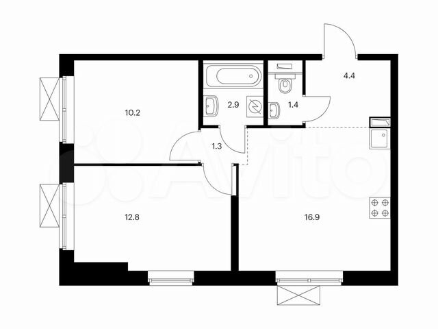 2-к. квартира, 49,9 м², 19/33 эт.