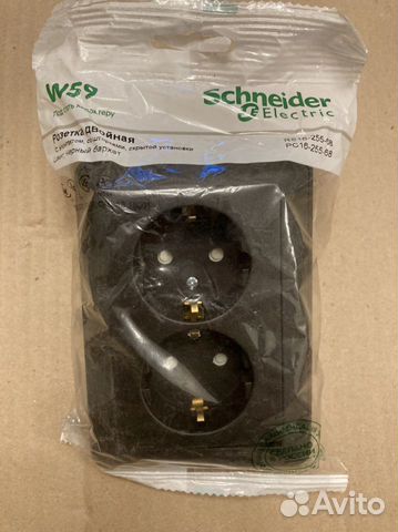 Розетка двойная Schneider Electric Wessen 59 Черны