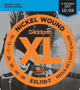 Струны 7-ми стр. электрогитары D'addario EXL110-7