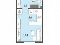 Квартира-студия, 22,4 м², 20/25 эт.