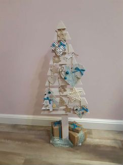 Поделка к новому году елка деревянная