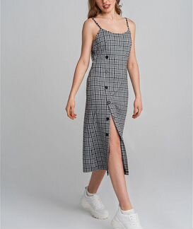 Платье длинное клетка теплое зимнее сарафан