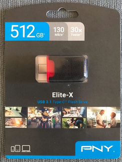 Флешки PNY 512GB Elite USB-C 3.1, 1TB Pro Elite