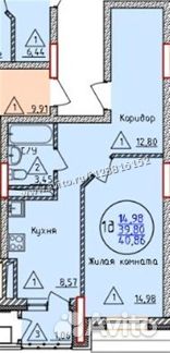 1-к квартира, 40.9 м², 13/17 эт.