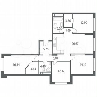 4-к квартира, 114.3 м², 6/35 эт.