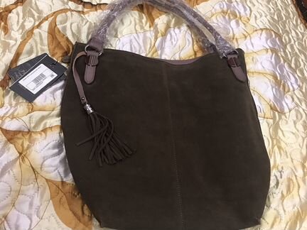 Сумка натуральная замша коричневого цвета новая