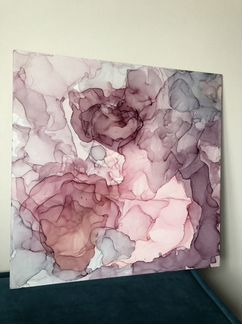 Картина спиртовыми чернилами (абстракция пионы)