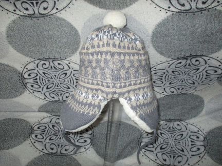 Шапочка вязаная с толстым мехом (серая)