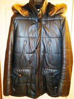 Зимняя куртка с капюшоном нат. Кожа и Мех