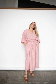 Льняное платье пудровое xxl