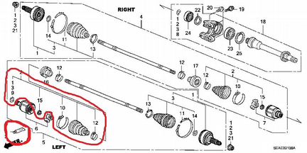 Пыльник шруса Хонда Аккорд 7 с 2003-2008г. в