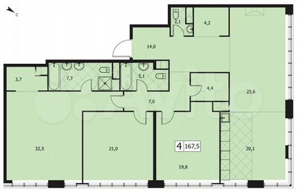 4-к квартира, 168 м², 14/14 эт.