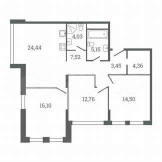 3-к квартира, 92.3 м², 3/11 эт.