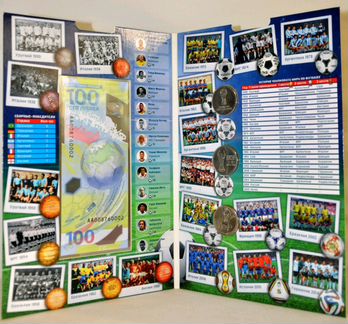 3 монеты 25 рублей и купюра 100 рублей. чм-2018