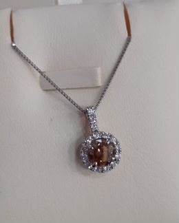 Подвеска и Колье -Бриллиант, Топаз,платина, золото