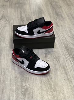 Nike Air Jordan 1 мужские низкие черно-бело-красны