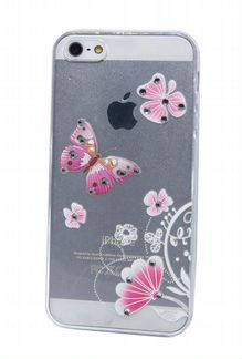 Чехол-накладка для iPhone 55SSE fashion TPU стразы Бабочка