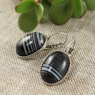 Серьги Агат черный 