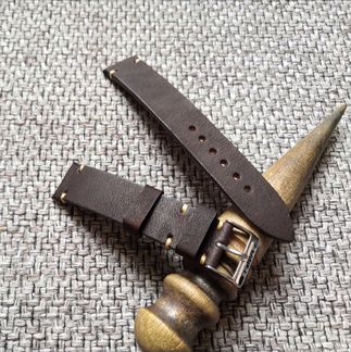 Ремешок 18мм для часов из темно коричневой кожи