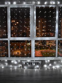 Гирлянда штора занавес 3 * 2 и 2 * 2 с удлинителем