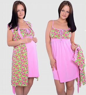 Комплект халат и сорочка розовый