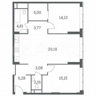 2-к квартира, 83.6 м², 28/51 эт.