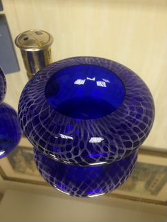 Старый пепельница зажигалка синее стекло синий не