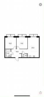 2-к квартира, 62.1 м², 2/15 эт.