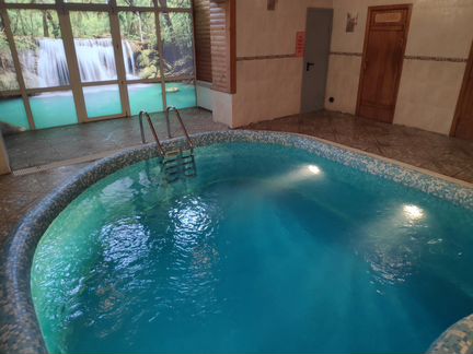 Баня(сауна) с бассейном,мангалом и летней VIP зоно