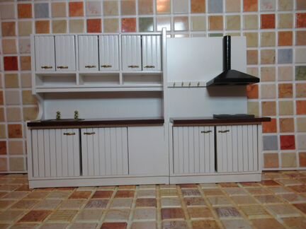 Мебель для кухни кукольного домика 1к12 Стильная