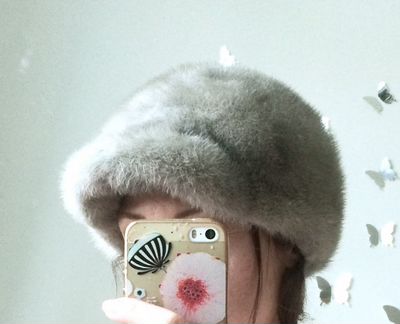 Шапка норка голубая