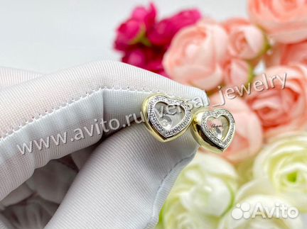 Золотые Серьги пусеты с бриллиантами Chopard