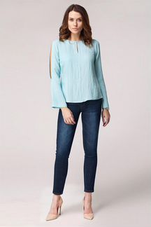 Блуза прямого силуэта из вискозного полотна с эффе