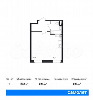 Квартира-студия, 32.2 м², 4/15 эт.