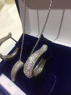 Серебро серьги и подвеска новые