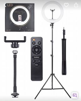 Кольцевая лампа со штативом, диаметр 36 с пультом