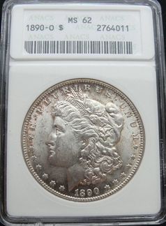 Доллар Моргана 1890O слаб MS62 серебро США