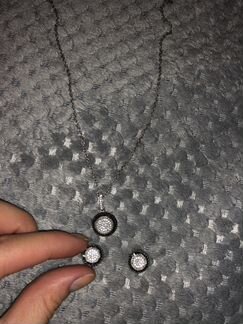 Подвеска и пусеты серебро