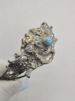 Серебряный браслет Сапфир. Топаз