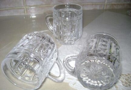 Кружки пивные (мини) прессованый хрусталь