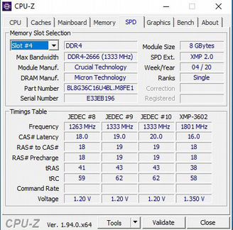 DDR4 3600MHz Crucial Ballistix RGB (2x8Gb KIT)
