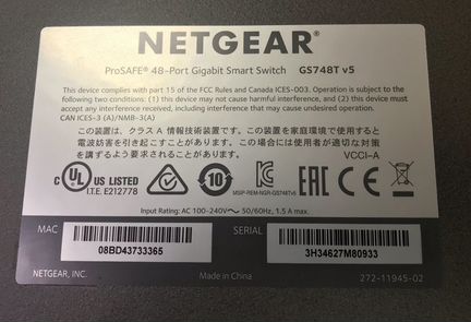 Коммутатор netgear GS748T