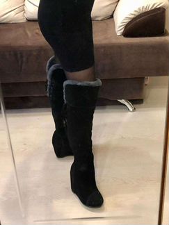 Ботфорты 34 р. натуральная замша, натуральный мех